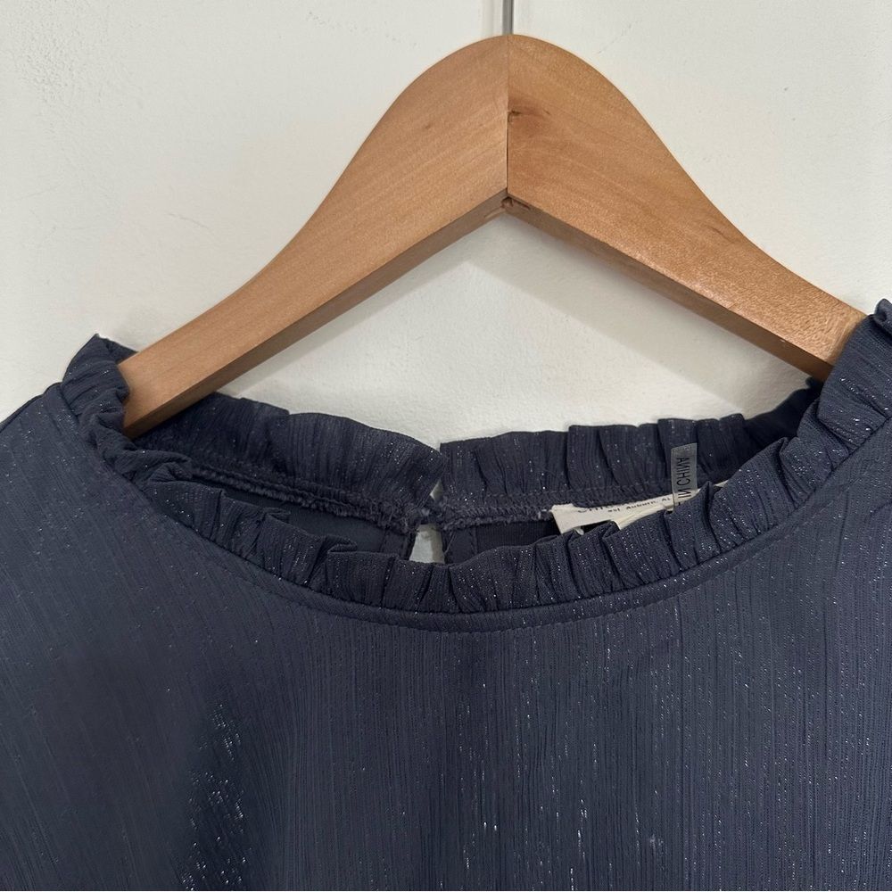 ChicSoul Gray Silver High Neck Long‎ Sleeve Blouse size 2X - Picture 4 of 5